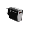 NATEC Ribera universalus greitojo įkrovimo sieninis kroviklis — 18 W (5–15 V, iki 3 A), 1× USB-A, Huawei FCP/SCP, juodas