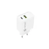 Patalpų kintamosios srovės greitasis įkroviklis NATEC RIBERA 12V 20W USB-C PD 3.0 + USB-A Samsung AFC Baltas