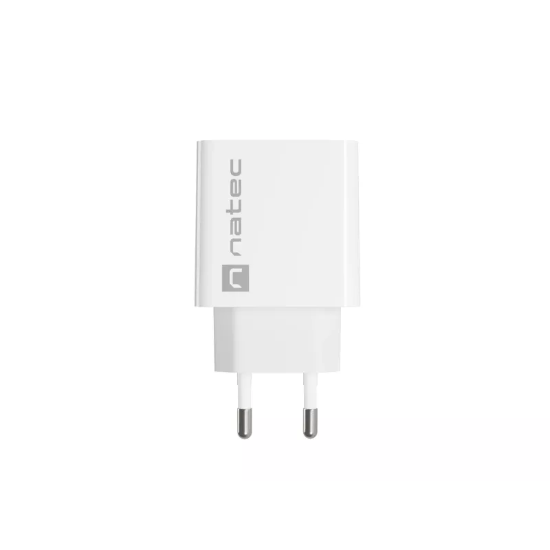 Patalpų kintamosios srovės greitasis įkroviklis NATEC RIBERA 12V 20W USB-C PD 3.0 + USB-A Samsung AFC Baltas