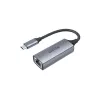 Tinklo adapteris Unitek U1312A, USB-C į RJ45, Gigabit Ethernet, IEEE 802.3, pilka, 0,5 m kabelis