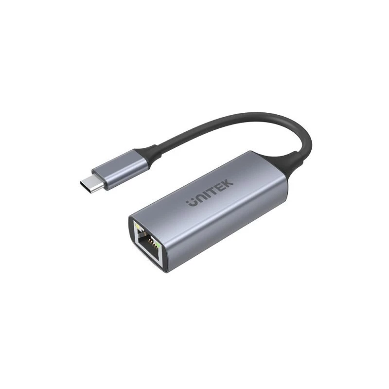 Tinklo adapteris Unitek U1312A, USB-C į RJ45, Gigabit Ethernet, IEEE 802.3, pilka, 0,5 m kabelis