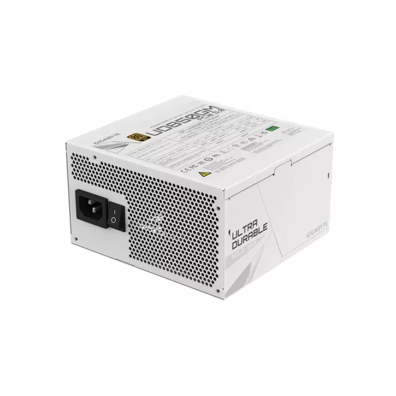 GIGABYTE UD850GM PG5W 850 W maitinimo blokas – PCIe 5.0, 80 PLUS Gold, pilnai modulinis, 120 mm ventiliatorius, ATX 3.0, EU kištukas