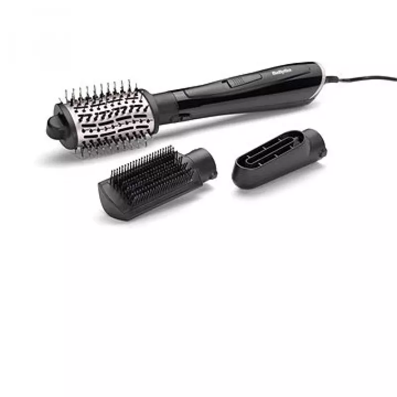 Šildomas šepetys plaukams BABYLISS Style Smooth 1000 Airflow AS128E, 1000 W, juodas, 3 antgaliai, jonų technologija, reguliuojamas termostatas