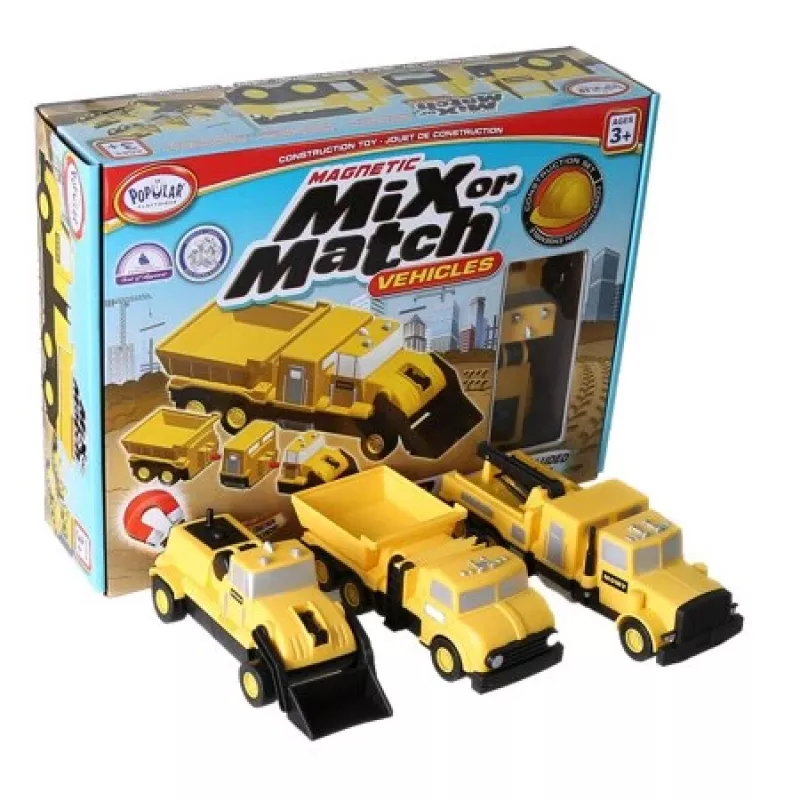 Transporto priemonių rinkinys Popular Playthings Mix or Match Vehicles Construction Black Yellow
