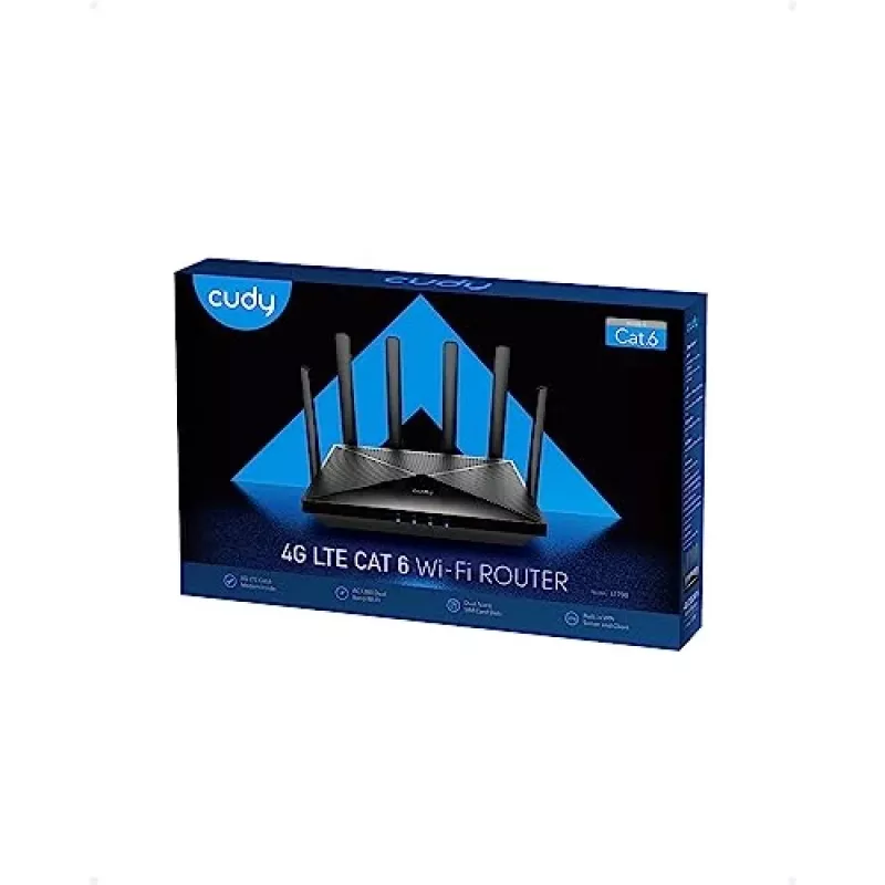 Cudy LT700 4G LTE Cat 6 maršrutizatorius, Qualcomm mikroschema, dviguba SIM, AC1200 dviejų juostų WiFi, 4 Gigabit prievadai, OpenVPN