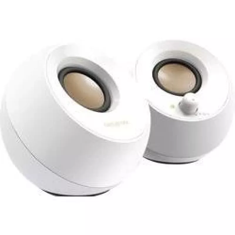 Creative Pebble 2.0 staliniai stereo garsiakalbiai, balti