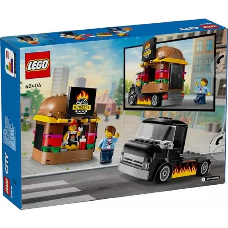 LEGO City Burger Van Maistas Automobilyje Statybos Rinkinys 5+ Metų Vaikams ir Mergaitėms Žaislinis Maisto Sunkvežimis Virtuvės Žaidimų Rinkinys su Pardavėjo Minifigūra ir Aksesuarais