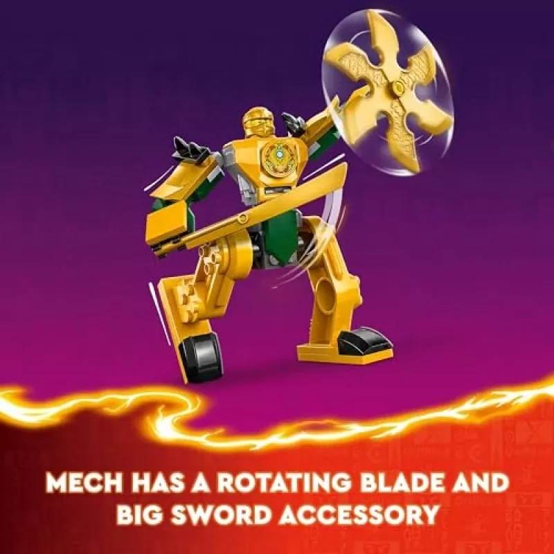 LEGO NINJAGO Arino kovinis mechas – veiksmo figūrėlė ninja žaislas nuo 4 metų berniukams, mergaitėms ir vaikams, Dragons Rising rinkinys su Arino minifigūrėle ir Mini Kata
