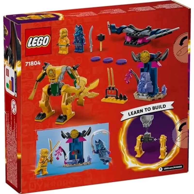 LEGO NINJAGO Arino kovinis mechas – veiksmo figūrėlė ninja žaislas nuo 4 metų berniukams, mergaitėms ir vaikams, Dragons Rising rinkinys su Arino minifigūrėle ir Mini Kata