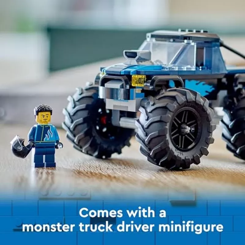 Konstrukcinis žaislas LEGO City 60402 Mėlynasis monstrų sunkvežimis su didelėmis padangomis, 148 dalių, 1 minifigūrėlė, nuo 5 metų