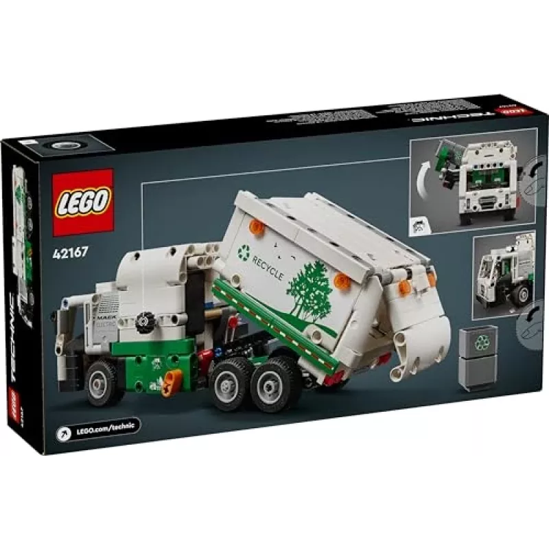 LEGO Technic Mack LR Electric šiukšlių sunkvežimis 42167 — 503 dalys, motorizuotas, 230×80×90 mm