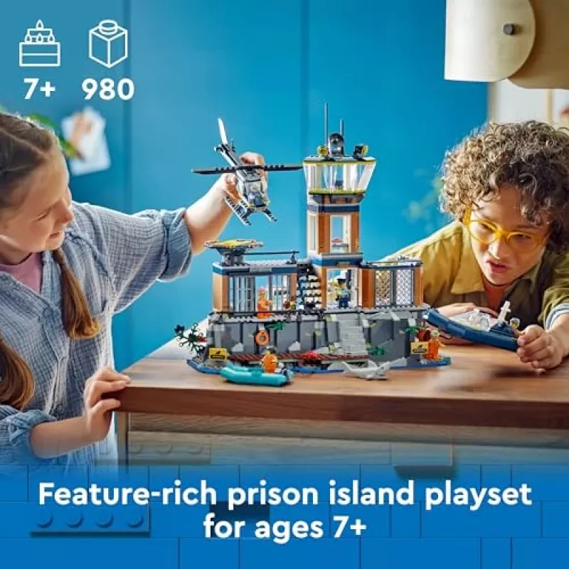 LEGO City Policijos nuovada Kalėjimo sala 60419 – 980 dalių, 7 minifigūrėlės