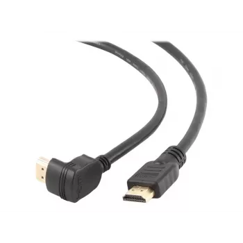 HDMI v2.0 laidas, 90 laipsnių kištukas (vyriškas) į tiesų vyrišką, 19 kontaktų su auksavimu, 1,8 m, urmu