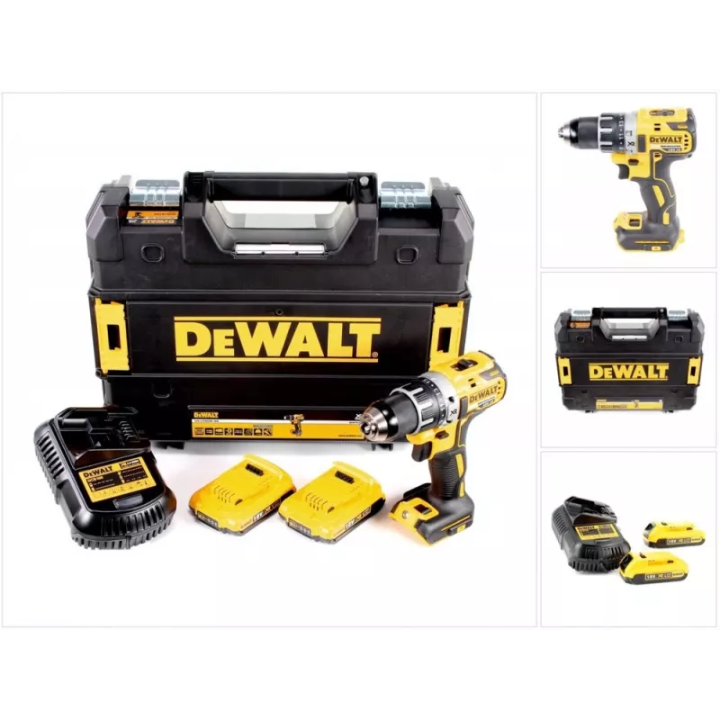 Gręžtuvas su sukimo funkcija DeWalt DCD791D2-QW, 18V Li-Ion, 2×2Ah akumuliatoriai, 13 mm greito užveržimo griebtuvas, 70 Nm, 1,5 kg