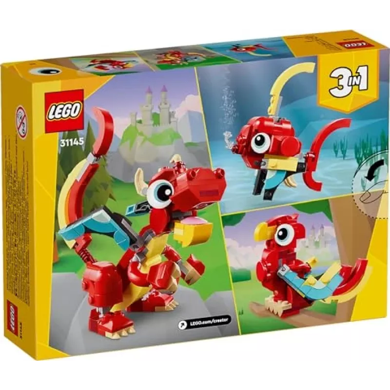 LEGO Creator 3in1 Raudonasis Drakonas – Žuvis – Feniksas 31145