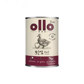 Šlapias šunų ėdalas OLLO Pure Duck with Apple 850 g – pilnavertis suaugusių šunų maistas, be grūdų ir sojos