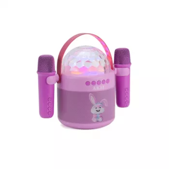 AKAI JoyBox Kids Karaoke rinkinys su Bluetooth, USB, MicroSD, AUX, FM radiju, RGB apšvietimu, balso keitikliu, laidiniu mikrofonu, įkraunama 1200 mAh baterija, 5W RMS