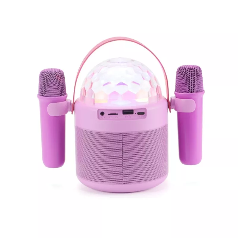 AKAI JoyBox Kids Karaoke rinkinys su Bluetooth, USB, MicroSD, AUX, FM radiju, RGB apšvietimu, balso keitikliu, laidiniu mikrofonu, įkraunama 1200 mAh baterija, 5W RMS