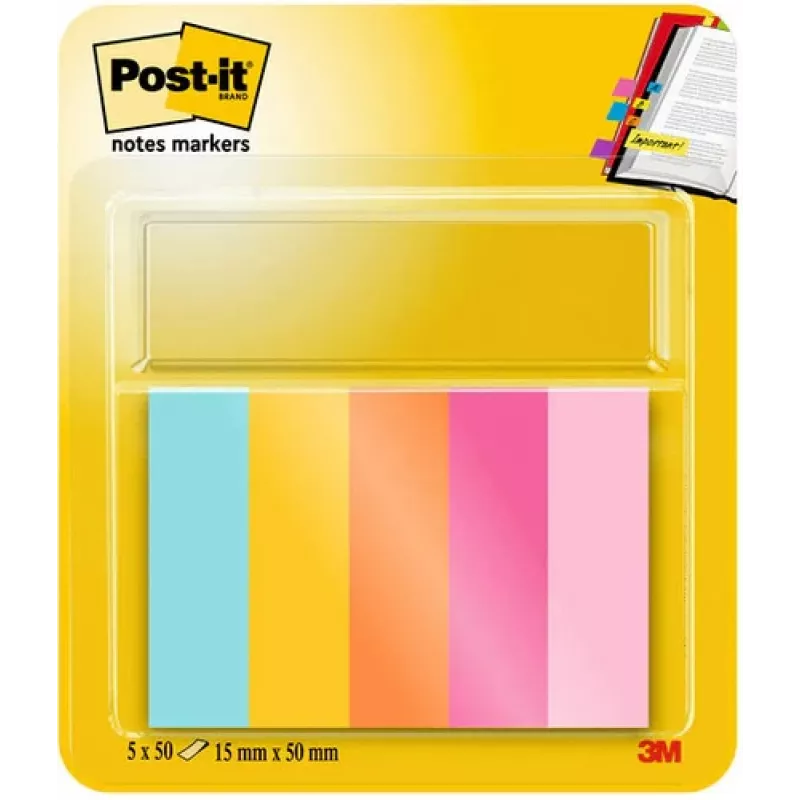 3M Page Marker 670-5-BEA spalvoti skirtukai, 5x100 lapų/pakuotė