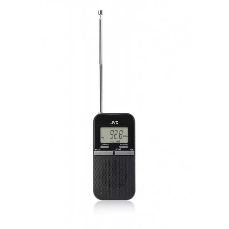 JVC RAE411B Nešiojamas AM/FM radijo imtuvas su analoginiu derintuvu, juodas