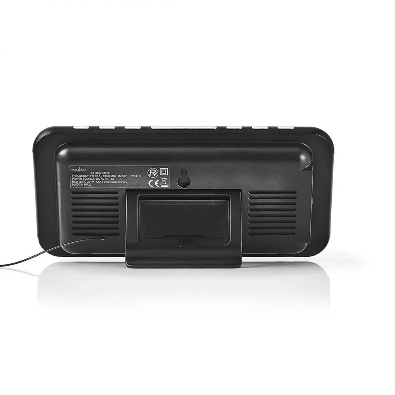 Nedis CLAR004BK radijo laikrodis su LED ekranu, FM imtuvu, dviem žadintuvais, projektoriumi, AUX, juodas