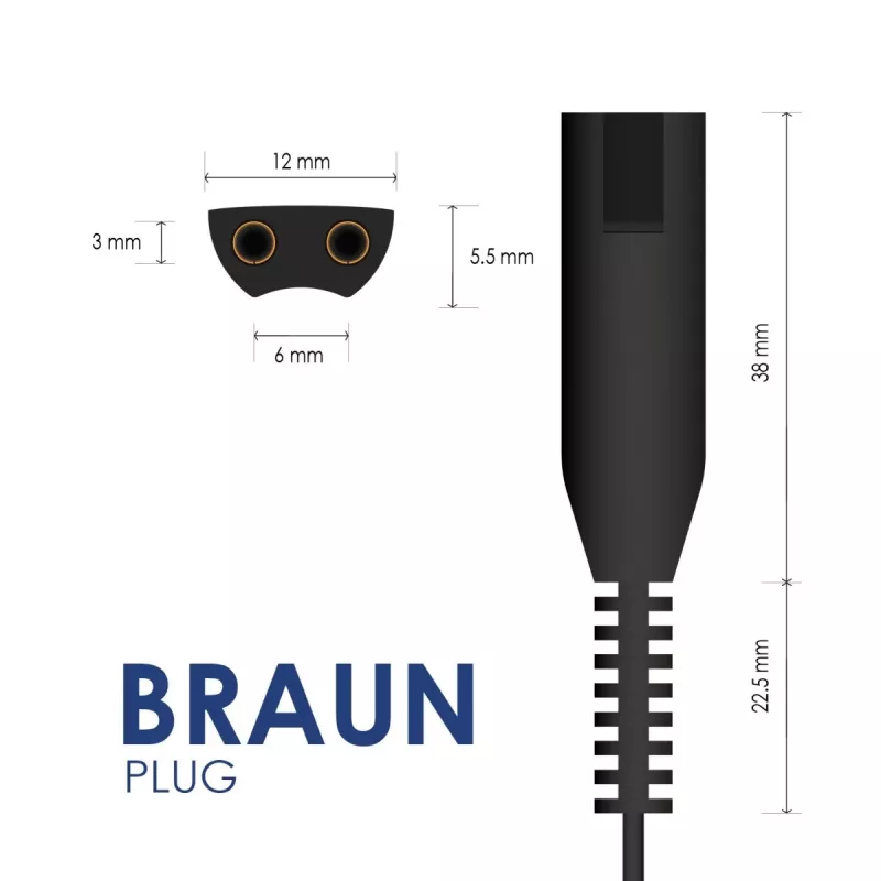 Akyga AK-PD-08 maitinimo adapteris Braun Silk-épil 5 / 7 / 9 epiliatoriams, 12 V / 0,4 A, 4,8 W, 1,5 m