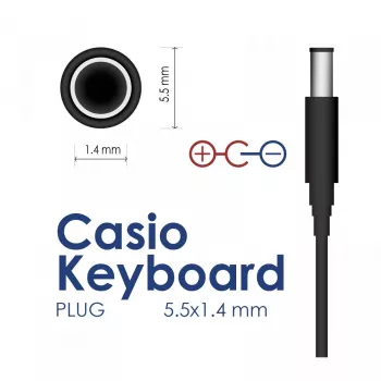 AKYGA maitinimo blokas Casio klaviatūroms, 9V 1A, 5.5x2.1mm, centrinis teigiamas