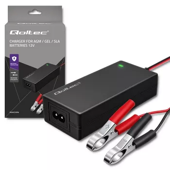 Qoltec automatinis akumuliatoriaus įkroviklis AGM GEL STD 12V 4A 48W LED laidas 1,8m