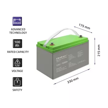 Qoltec 53077 UPS akumuliatorius sandarus švino rūgštinis (VRLA) 12V 100Ah