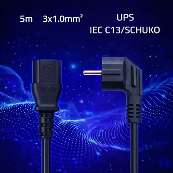 QOLTEC maitinimo laidas su SCHUKO CEE kampuotu kištuku IEC C13 5m juodas