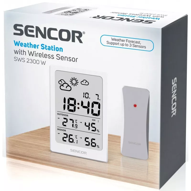 SENCOR Multifunctional Station SWS 2300 W - Orų stotis su laikrodžiu, žadintuvu ir išoriniu jutikliu