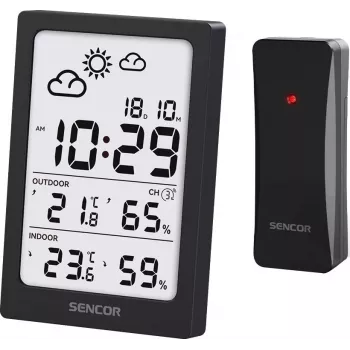 SENCOR Multifunctional Weather Station SWS 2300 B - Radio-Controlled Clock, Indoor/Outdoor Temperature & Humidity, Wireless Sensor