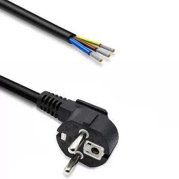 QOLTEC maitinimo laidas su SCHUKO CEE kampuotu kištuku ir nuimtais laidais 1,5 m juodas