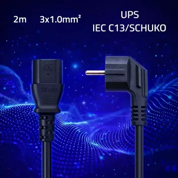 QOLTEC maitinimo laidas SCHUKO CEE kampuotas kištukas IEC C13 2 m juodas