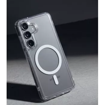 Crong Hybrid Clear Magnetic MagSafe dėklas, skirtas Samsung Galaxy A37 / A36 (permatomas)