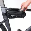 WILDMAN Bicycle Frame Bag M, Black, PU Leather, EVA, 1.2L, Phone Compartment, Touchscreen Compatible