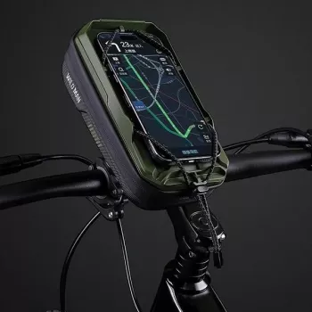 WILDMAN Bicycle Frame Bag GX330 su telefono laikikliu, žalia