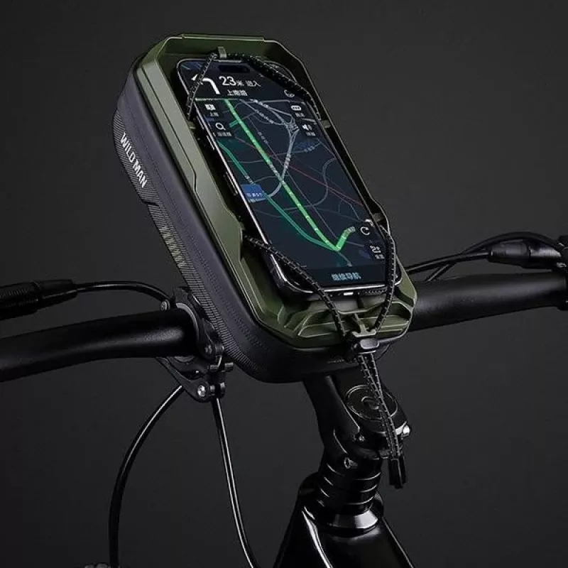 WILDMAN Bicycle Frame Bag GX330 su telefono laikikliu, žalia