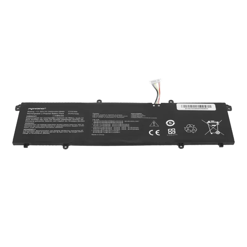 MOVANO Battery C31N1905, skirta ASUS VivoBook S14 M433 S433 S433FL S15 S533 S533EQ – 3400 mAh (39 Wh)