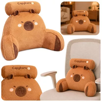 LEAN TOYS Atraminė nugaros pagalvė kėdei ir lovai Capybara Brown 60 x 40 cm