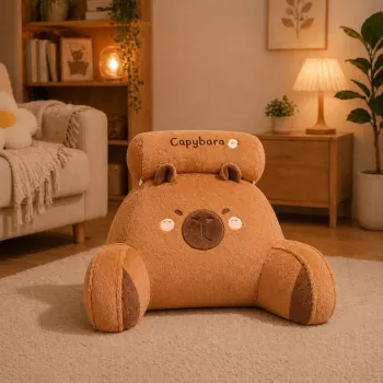 LEAN TOYS Atraminė nugaros pagalvė kėdei ir lovai Capybara Brown 60 x 40 cm
