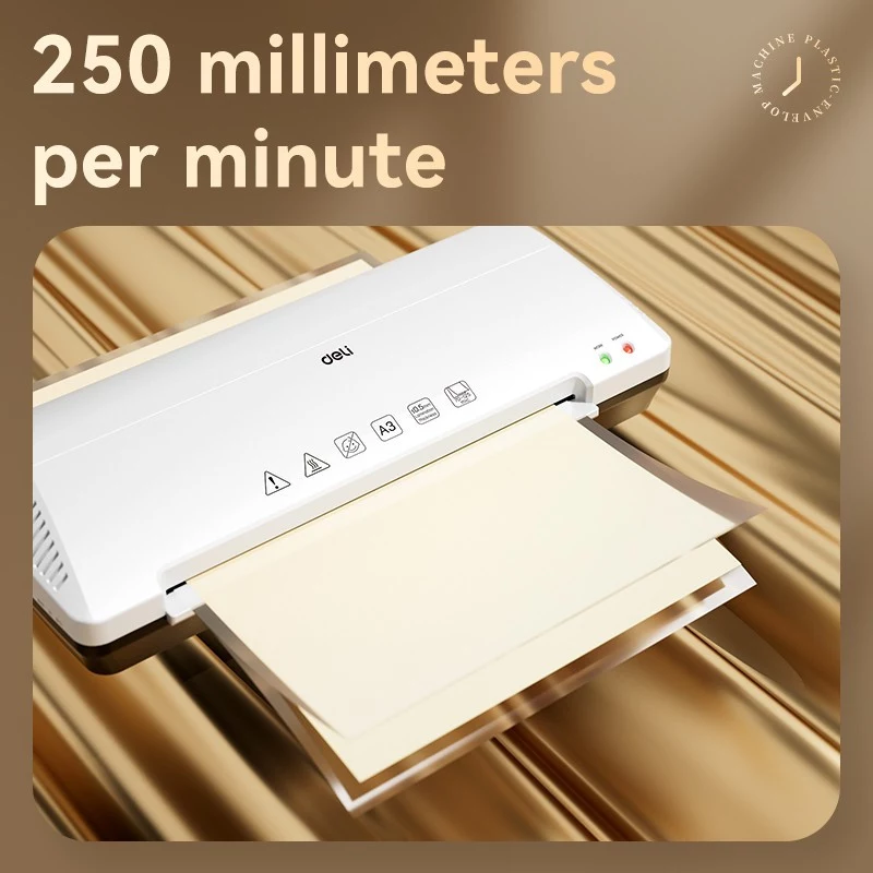 DELI Office Laminator ET105 A3 – karštas ir šaltas laminavimas, 2 velenai, iki 125 mikronų