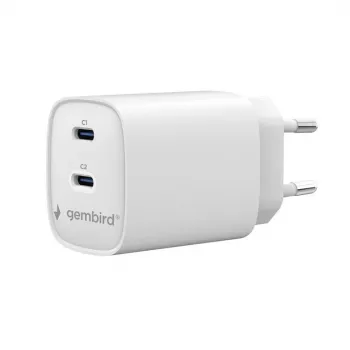 Gembird TA-UC-2C-PD45-01-W 45W USB-C dviejų prievadų sieninis įkroviklis baltas