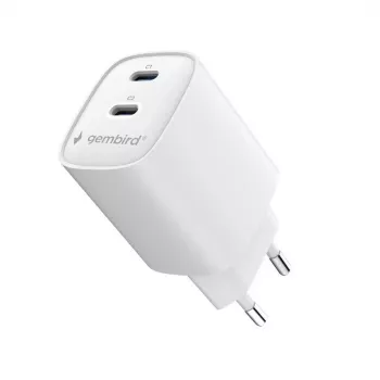 Gembird TA-UC-2C-PD45-01-W 45W USB-C dviejų prievadų sieninis įkroviklis baltas