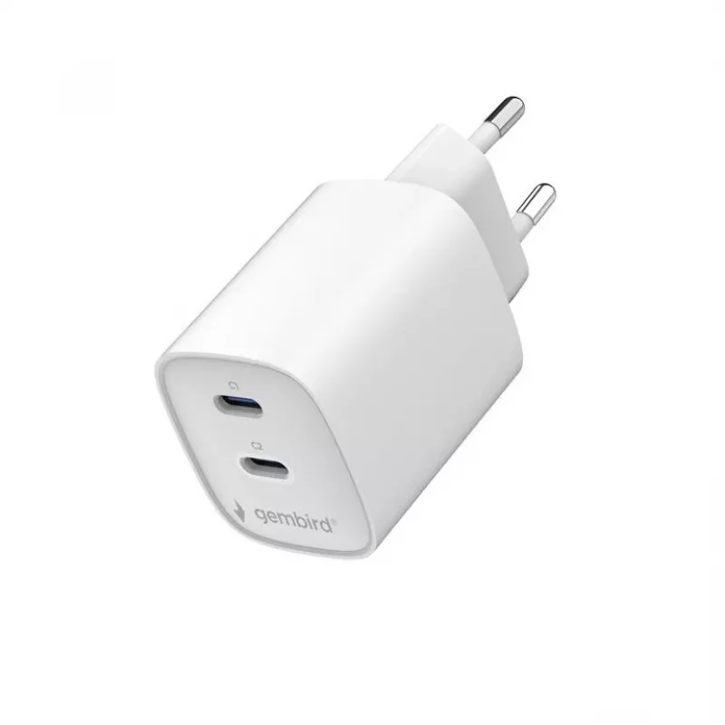 Gembird TA-UC-2C-PD45-01-W 45W USB-C dviejų prievadų sieninis įkroviklis baltas