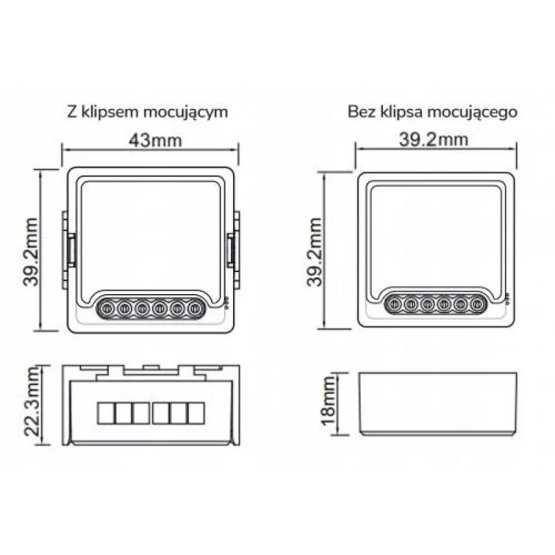 OXT T224 Mini 4 kanalų Wi-Fi relės modulis, Tuya Smart Life, sausi kontaktai, 10A/kanalui