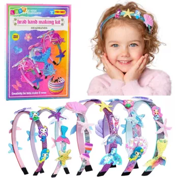 LEAN TOYS „Pasidaryk pats“ kūrybinis rinkinys kriauklių undinių plaukų juostoms gaminti