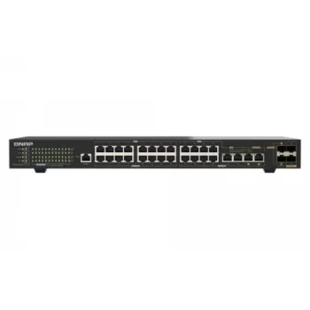 QNAP QSW-M2130P-2C2S26T 26 prievadų 2,5GbE PoE++ valdomas Layer 2 1U stelažinis komutatorius su 2x 10GbE SFP+ ir 2x 10GbE kombinuotais prievadais, 370W PoE biudžetas