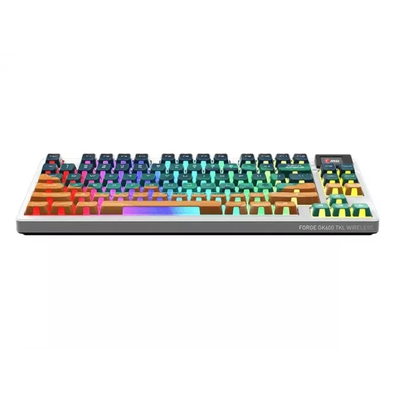 MSI Forge GK600 TKL belaidė mechaninė žaidimų klaviatūra Mars US ANSI, tri-mode, keičiami Forge jungikliai, per klavišą RGB, PBT klavišų dangteliai