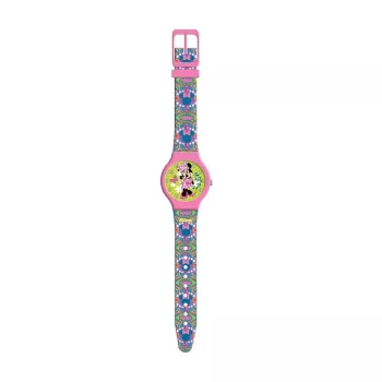 PULIO Analoginis laikrodis skardinėje dėžutėje - Disney Minnie Mouse, rožinis PU odos dirželis, kvarcinis mechanizmas, 30 mm metalo lydinio korpusas, atsparus purslams, mergaitėms nuo 6 m.